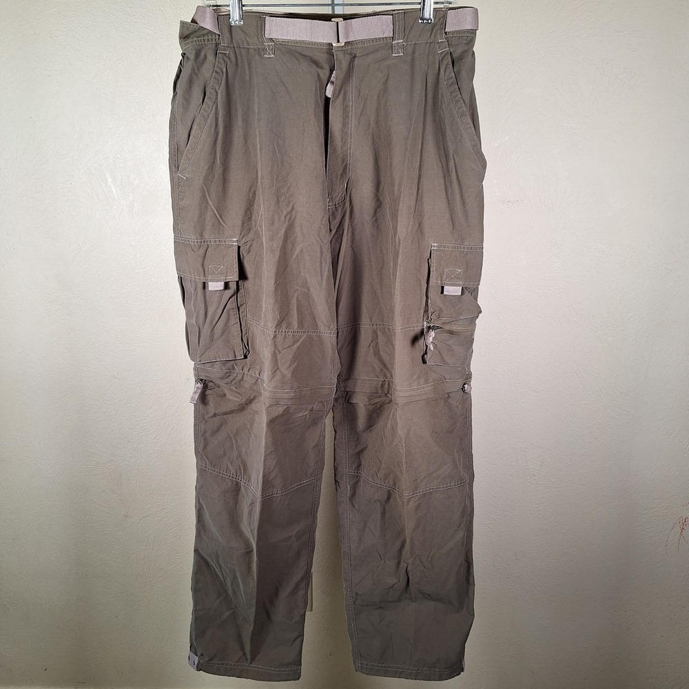 Suisse Sport Y2K Trail Pants Convertible Cargo Utility Zip Off Nylon Green Large